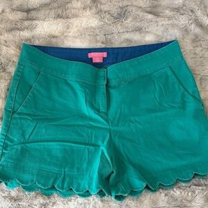 Women's Scallop Hem Shorts - Teal